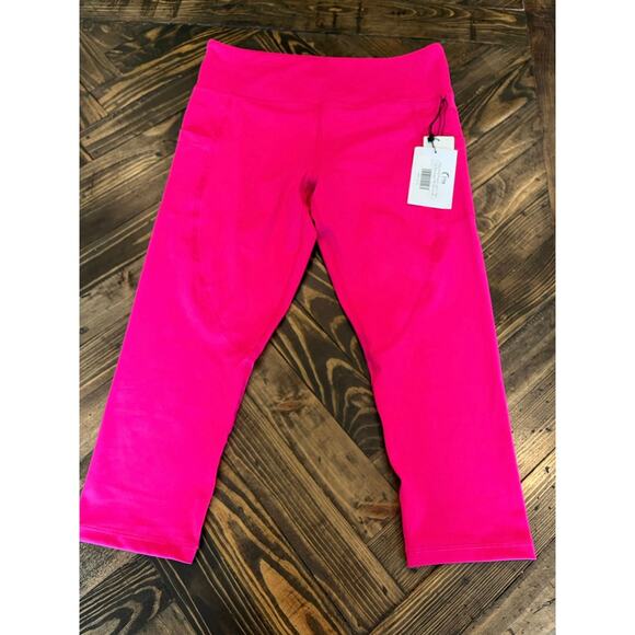 Zyia Active Pants - Zyia Active Pink Pocket Light N Tight Hi Rise Crop Capri Legging Women 14-16